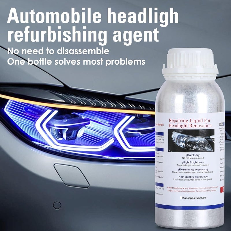 TUTOOLS 200ML Headlight Restoration Liquid,Automobile Headlight Lens Polish Repair Liquid, Car Headlight Scratch Restoring Fluid for Repair Headlight Yellowing, Haze, Scratches - Image 5